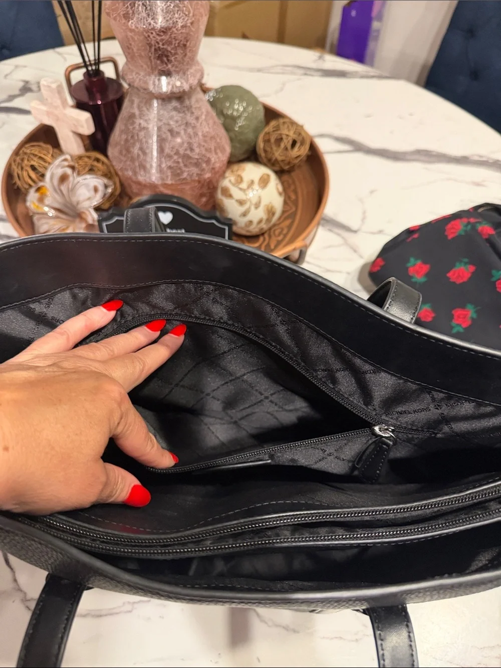 Michael Kors Black Pebbled Leather Carryall Tote